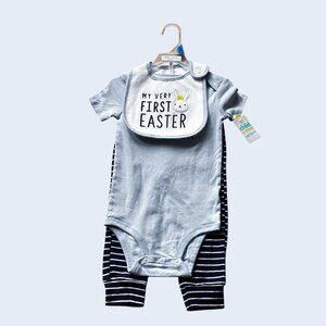 NWT Carters Baby Outfit Set “My Very First Easter” Bib, Bodysuit & Pants - 24M